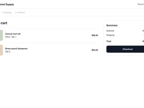 Checkout screen 1: Cart
