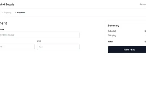 Checkout screen 3: Payment